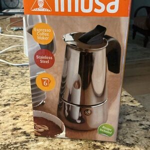Imusa Stainless Steel Espresso Maker with Black Handle